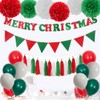 Merry Christmas Banner Christmas Decorations with 30pcs Red Green White