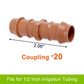Cozy Tower 20 Pcs Couplings 1/2 Inch Drip Irrigation Fittings Drip Irrigation Kit Parts, Irrigation Tubing Fittings Hose Barbed Connectors