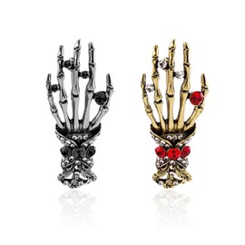 TVSVKWE 2 Pieces of Diamond-Set Brooch, Skull Hand Brooch, Retro Punk Style Jewelry, Creative Personality Jewelry, Clothing Accessories.
