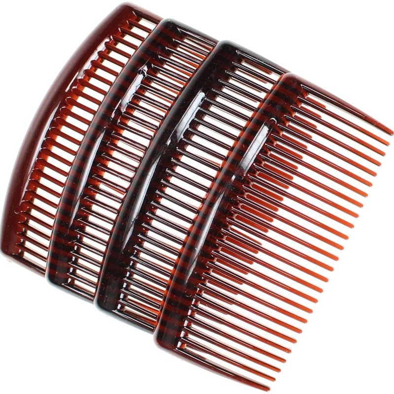 4 Pack 9cm Tort Brown Hair Side Combs Slides Grips