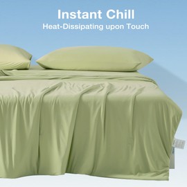 JELLYMONI Cooling Comforter King Size, Double-Sided Cool Tech, Soft & Breathable Comforter King Duvet Insert (Vanilla Green,106"x90")
