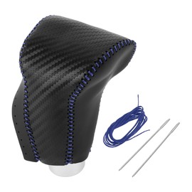 HEROFFIX 1 Pc Gear Shift Knob Cover for Honda CR-V 2017-2021 Stick Shifting Handle Protector Black Carbon Fiber Blue Faux Leather