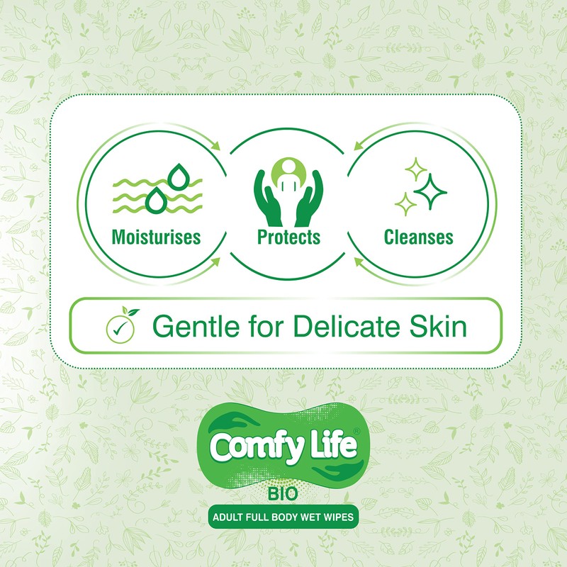 Comfy Life Biodegradable Adult Full Body Wet Wipes Large Luxury