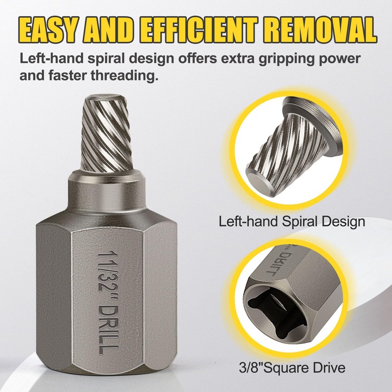 Topec Double Head Screw Extractor Set, Newest Version 3/8” Drive