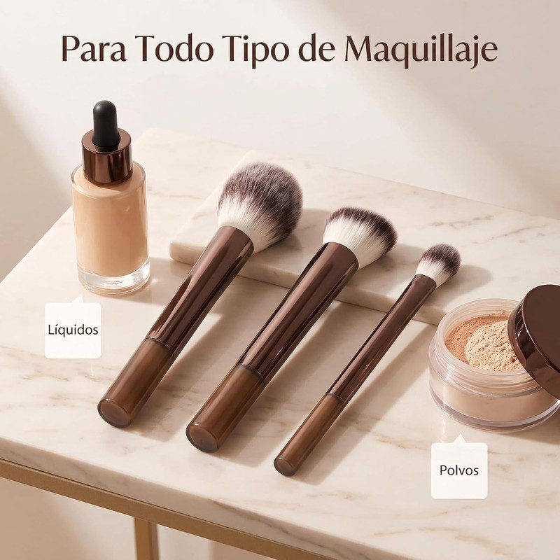 Brochas de Maquillaje Profesional 15 Set,Maquillaje con Esponja Multifuncional,Aluminio con