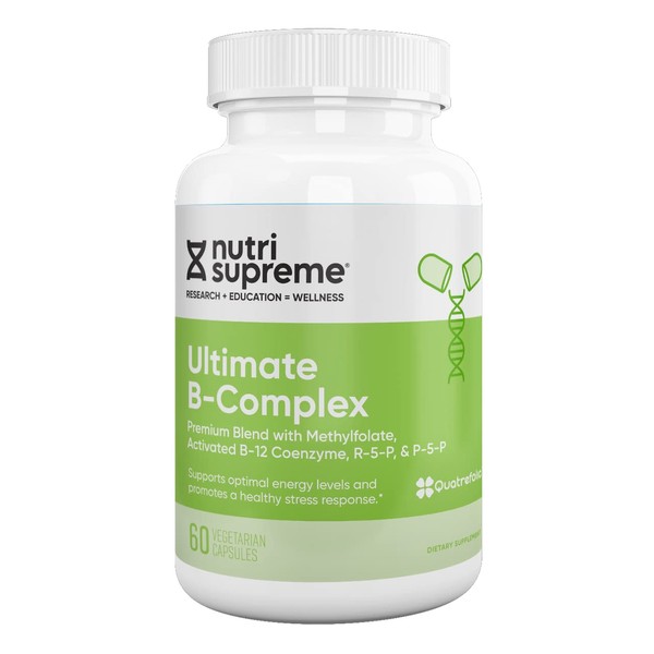 Nutri Supreme Ultimate B Complex, Energy Boosting Highly Absorbable Essential B Vitamins Blend with Methylfolate to Support Nervous System Function, 60 Capsules