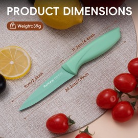 Ruffulon Paring Knife Set, 4PCS Stainless Steel Paring Knife Set, Ultra Sharp Fruit and Vegetable Knives, 3.5-Inch Kitchen Knives, Razor-Sharp Knife，Ergonomic Handle Design, Coloured