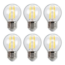 6-Pack G45 E26 LED Small Globe Bulbs 60Watt Equivalent, 2700K Warm White, 550Lumens, 6W G16.5 Vintage Chandelier Light Bulbs, Non-Dimmable, LED Filament Clear Glass Candle lamp for Home Office Decor