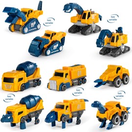 MIEBELY Toddler Robot Construction Vehicles Set – 5Pcs Transforming Robots for Kids - Magnetic Toys with Sturdy Connectors – Easy DIY Assembly Function – 5-in-1 Educational STEM Toys