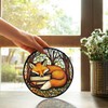 Fox Stained Glass Window Hanging, Book Lovers Sun Catchers Indoor
