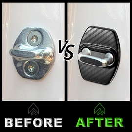 TOMALL 4Pcs Car Door Lock Latches Covers Compatible with Hyundai Sonata Elantra Santa Fe Palisade Tucson Veloster N Genesis Kona/Kona EV Azera Ioniq Stainless Steel Exterior Accessories (Carbon Fiber)