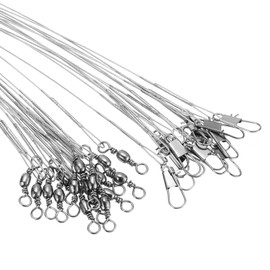 PATIKIL Fishing Wire Leaders 6", 50Pcs 30LB Strength Nylon-Coated Fishing Line Leaders with Swivel and Snap for Saltwater Freshwater, Silver Tone