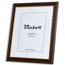 VictoR Picture Frame Chagall 11x14 Black Gold - Baroque Picture Frame for Photos in Size 11x14 Inch - Vintage Design with Shatterproof Acrylic Glass - Antique - Baroque