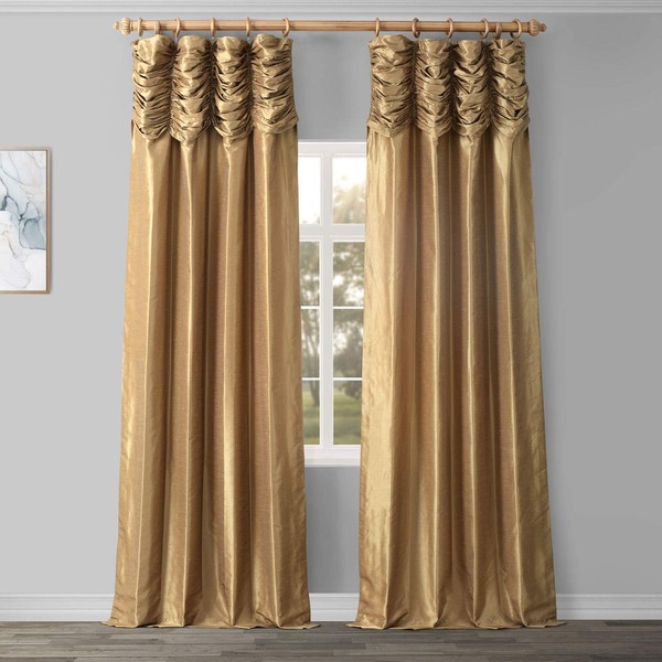 HPD HALF PRICE DRAPES Ruched Faux Dupioni Silk Curtains for