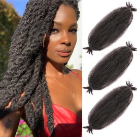 Afro Twist Hair 24 Inch 3 Packs, Springy Afro Twist Hair Pre Fluffed Spring Twist Hair Pre Stretched Wrapping Hair for Soft Locs Hair Extensions (24 Inch (Pack of 3), 4#)