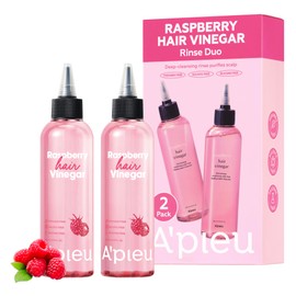 A’PIEU Raspberry Hair Vinegar Duo Set - Deep Scalp Clean & Detox for Oily Scalp, Buildup & Dandruff Scalp Treatment, pH-Balancing Rinse for Fresh, Shiny Hair, Korean Hair Care, 6.76 fl oz