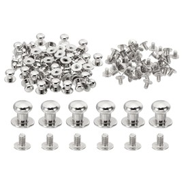PATIKIL 8mm Leather Rivets, 30 Sets Round Button Head Studs Metal Screw Studs Posts Chicago Screws Rivet for Clothing Leather Crafts, Silver Tone