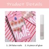 Pink Stick On Nails, Coffin False Nails With Glue 24Pcs