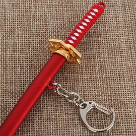 VAWAA Cute Mini Anime Naruto Metal Alloy Jewelry Zoro Katana Buckle Game Model Sabre Samurai Sword Keychain Scabbard Key Ring