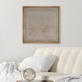 SIGNWIN Framed Canvas Print Wall Art Gunge Dark Pastel Geometric Pattern Abstract Shapes Illustrations Modern Art Decorative Boho Relax/Zen Nordic for Living Room, Bedroom, Office - 16"x16" Natural