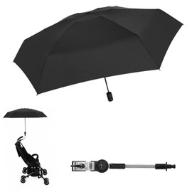 Pushchair Umbrella, Chair Umbrella with Clamp, Adjustable Umbrella, Pram Parasol, UV Protection 50+, 90 cm Diameter, 360° Rotation, Universal Parasol for Wheelchair, Patio, Chairs