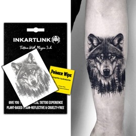 INKARTLINK Semi Permanent Tattoo, party tattoo, beautiful and realistic design, fun tattoo experience, cruelty-free, non-reflective, waterproof (Timber Wolf)