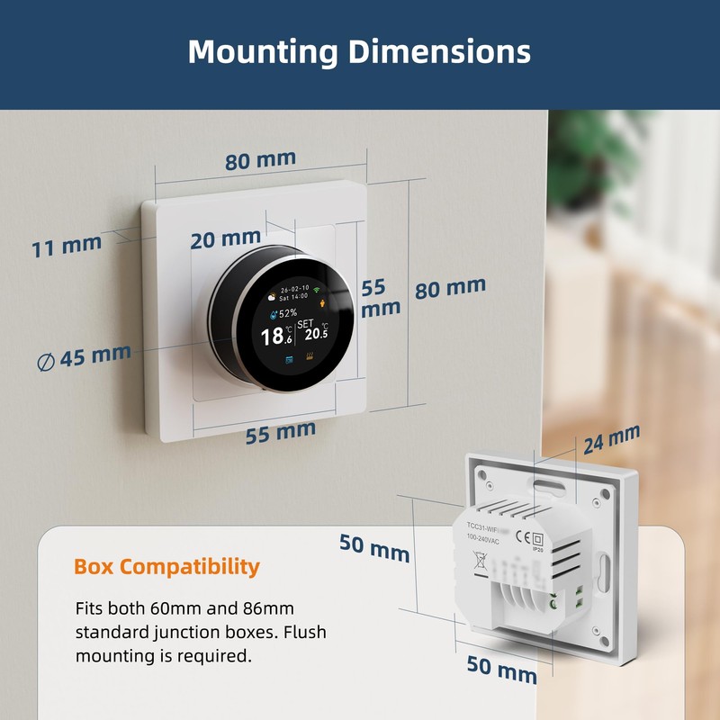 BEOK CONTROLS Smart Thermostat for Combi Boiler, Underfloor Heating Thermostat