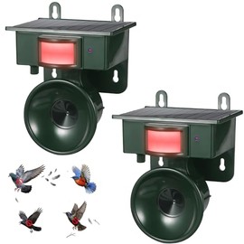 2026 2Pack Solar Ultrasonic Bird Repellent Devices Outdoor,Best Bird Deterrent for Pool,Pigeon Repellent for Balcony to Keep Crows Starlings Pigeon Bird Out of Swimming Pool,Fruit Trees,Patio,Windows