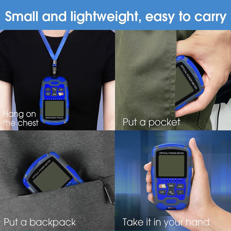 Portable Optical Power Meter A-M70 Fiber Optic Tester 10-Wavelength with