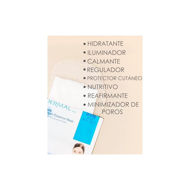DERMAL Korea 16 Mascarillas Faciales Coreanas con Colágeno y Vitamina