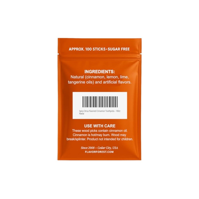 Spicy Citrus Flavored Cinnamon Toothpicks - 100ct