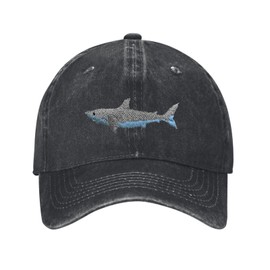 Shark Baseball Cap Funny Adventure Hats Adjustable Embroidery Cotton Vintage Novelty Truck Dad Hat for Men Women Black