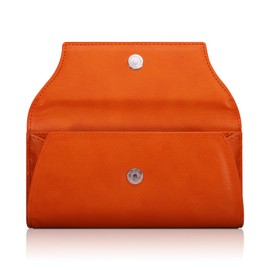 XEYOU Slim Card Wallet for Women Ultra Thin Synthetic Leather Womens Wallet RFID Blocking Credit Card Holder Bifold Clutch Long Ladies Billfold, Orange, Modern