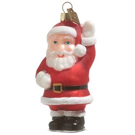 RAZ Imports EC Waving Santa Blow Mold Ornament, 3.5-inch Height, Glass