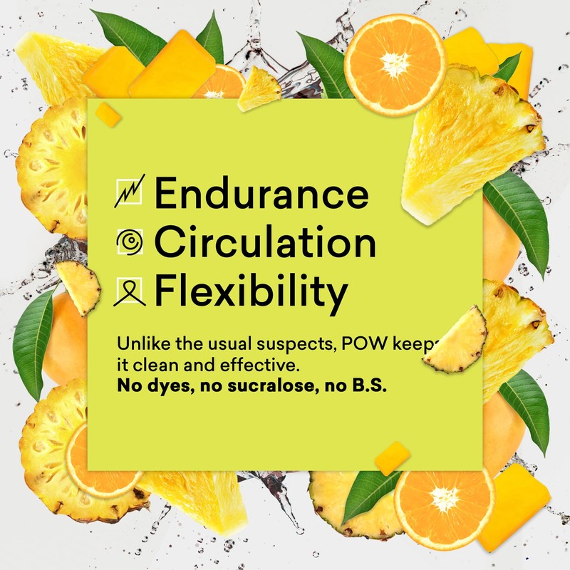 EBOOST POW Natural Pre Workout Powder - 15 Packets, Tropical
