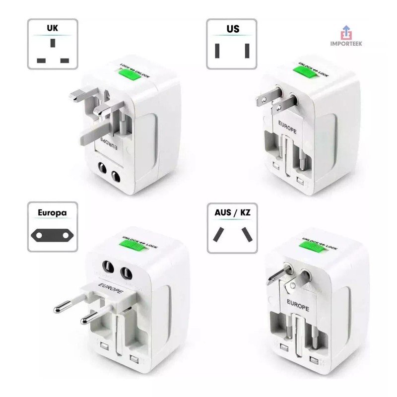 Importeek 3pz Adaptador Convertidor Clavija Corriente Universal Viaje