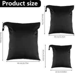 Mount Kumgang Pack of 3 Wet Bags, Black Wetbag Swimming Items, Waterproof Wet Bag with Zip, Reusable Wet Bag for Swimwear, Sportswear, Dirty Clothes