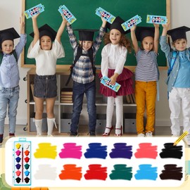 Sinload 12 Sets End of Year Student Gifts Watercolor Paint Set, 12 Vibrant Colors Washable Paint Kit with Brushes Goodie Bags Gift Tag String for Graduation Party Favor Preschool Kindergarten Prizes