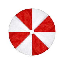 HOTOOLME 90 cm Christmas Tree Blanket Small Plush Christmas Tree Skirt Round Christmas Tree Stand Faux Fur White and Red Glitter Christmas Tree Blanket for Christmas Tree Decoration