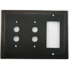 Deco Step Style Oil Rubbed Bronze 3 Gang Wall Plate - 2 Push Button Switches 1 GFI/Rocker Opening