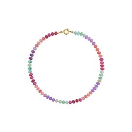 Atiptu Beaded Gemstone Necklace Natural Stone Beaded Necklace for Women Colorful Boho Beads Choker Necklace Rainbow Stone Necklace Surfer Beach Necklace Summer Jewelry for Women (C)