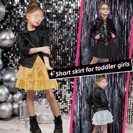 Zando Pink Sequin Tutu Skirt for Girls - Pink Glitter Ruffle Skirt & Shorts 8-9 Years