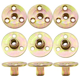 CEEYSEE Pack of 10 Flange Nuts M8 x 37 x 2.5 mm Brad Hole T-Nut Flange with Round Base Internal Thread Screw-in Nut 3-Hole T-Nut for Strengthening and Connection of Holzbe (M8/FLZ-LM)