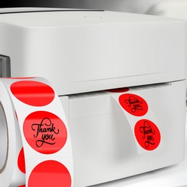 FINDAT Red Round Thermal Labels 1 Inch Vinyl Circle Waterproof Direct Printer Sticker Self-Adhesive Perforated Name Tag for Logo DIY QR Design Office Address 500 PCS