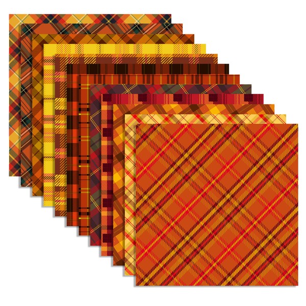 24 Sheets Autumn Plaid Pattern Pad 11.8'' x 11.8'' Thanksgiving