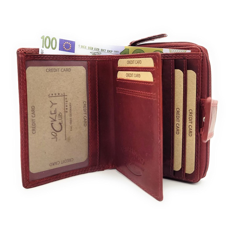 Small Genuine Leather Women's Wallet with RFID Protection, red, Retro