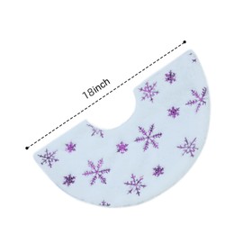TWSANTAMAS Mini Christmas Tree Skirt 18 Inch, Soft White Plush with Purple Glitter Snowflakes, Festive Xmas Ornament Mat for Indoor Home Decorations