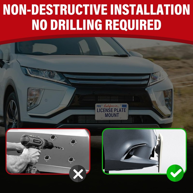 No Drill Front License Frame Compatible with Mitsubishi Eclipse Cross