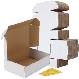 RLAVBL 10x7x3 Inches Shipping Boxes Set of 25, White Small Corrugated Cardboard Box, Mailer Boxes for Packing Small Business