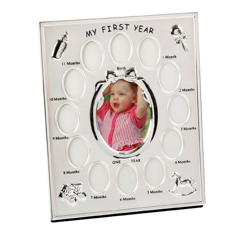 2 Tone S/Plated "My First Year" Frame with 12 month